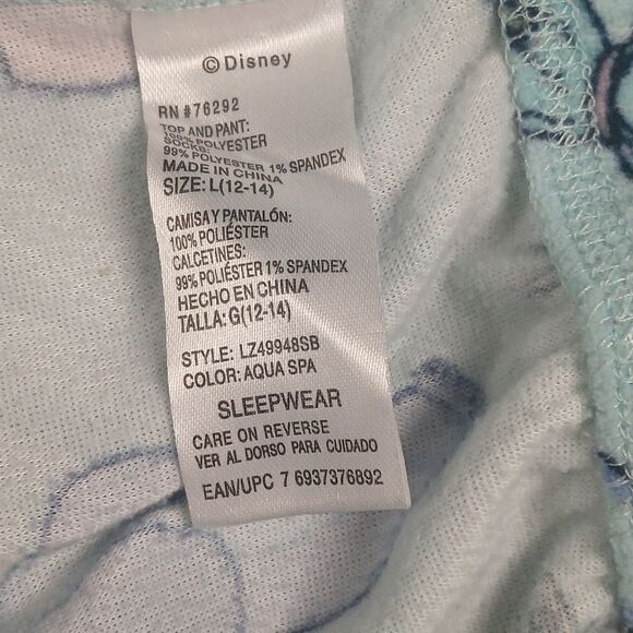Stitch Disney super soft plush feel 2 pc  PJ pajama set  Sz L (12-14) NWOT - Picture 8 of 9